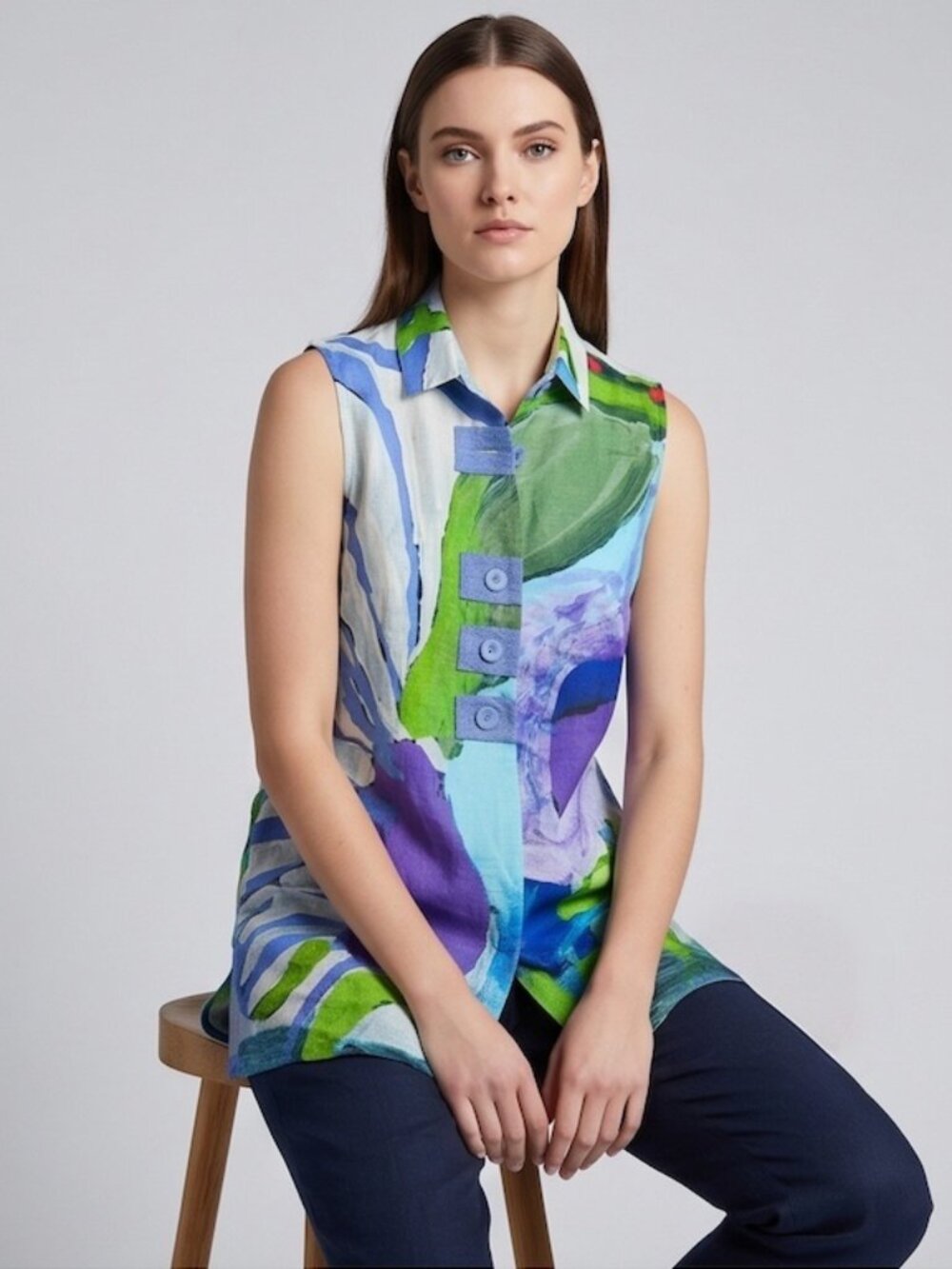Claire Desjardins Abstract Sleeveless Blouse XS - Picture 3 of 9